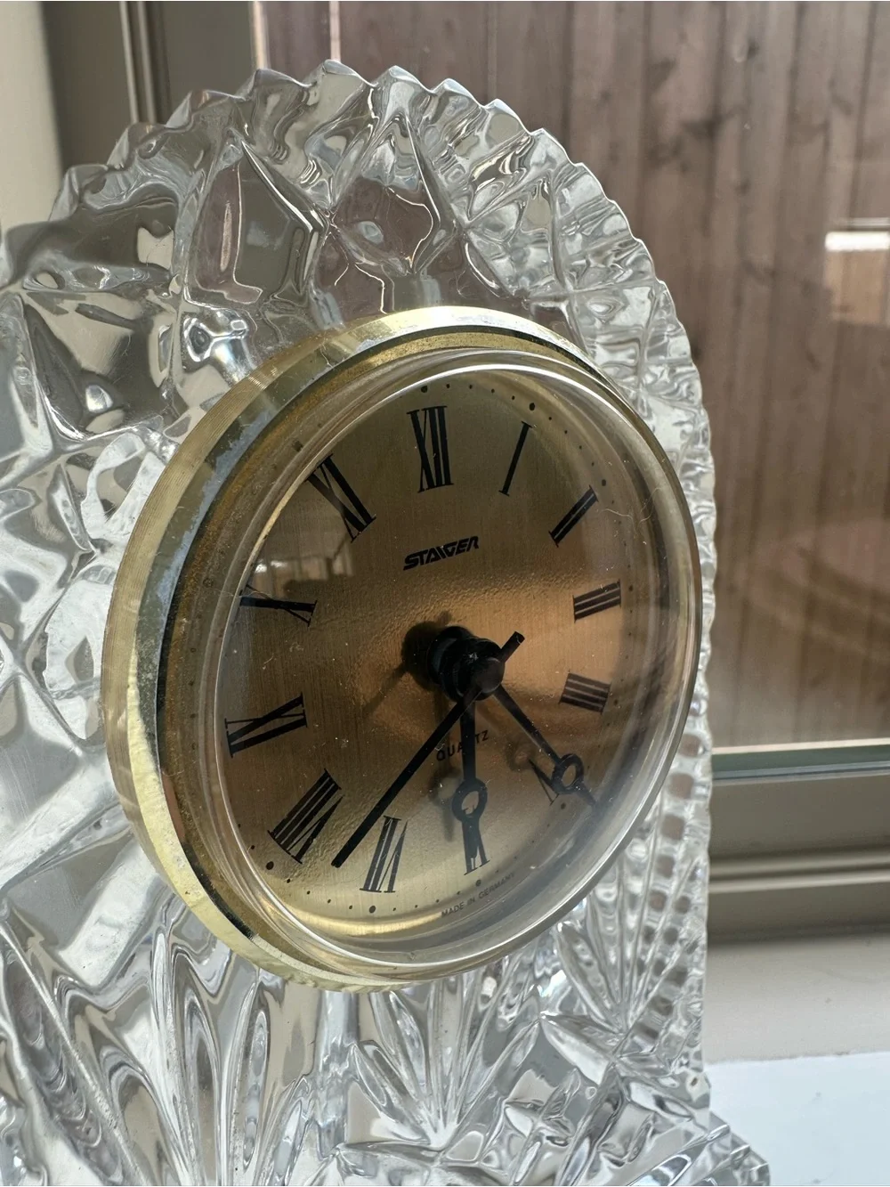 Crystal Mantel Clock with Gold Dial - Clear